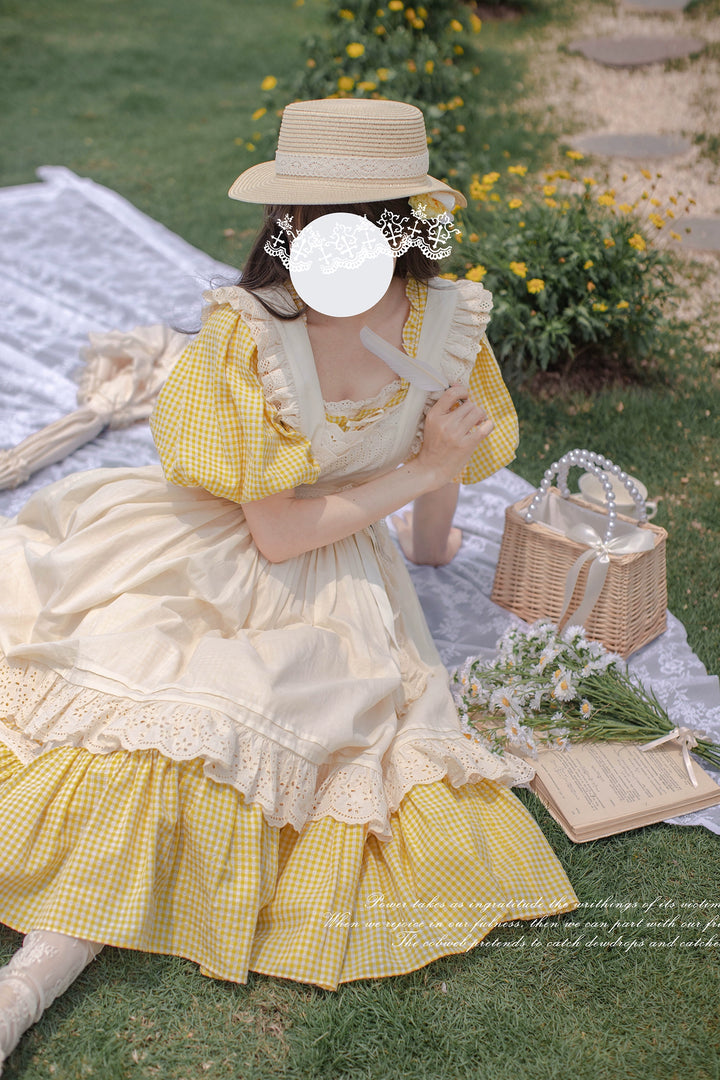 Country Lolita Dress Set Short/Long-Sleeved OP and Cotton Over-Skirt 42815:754211