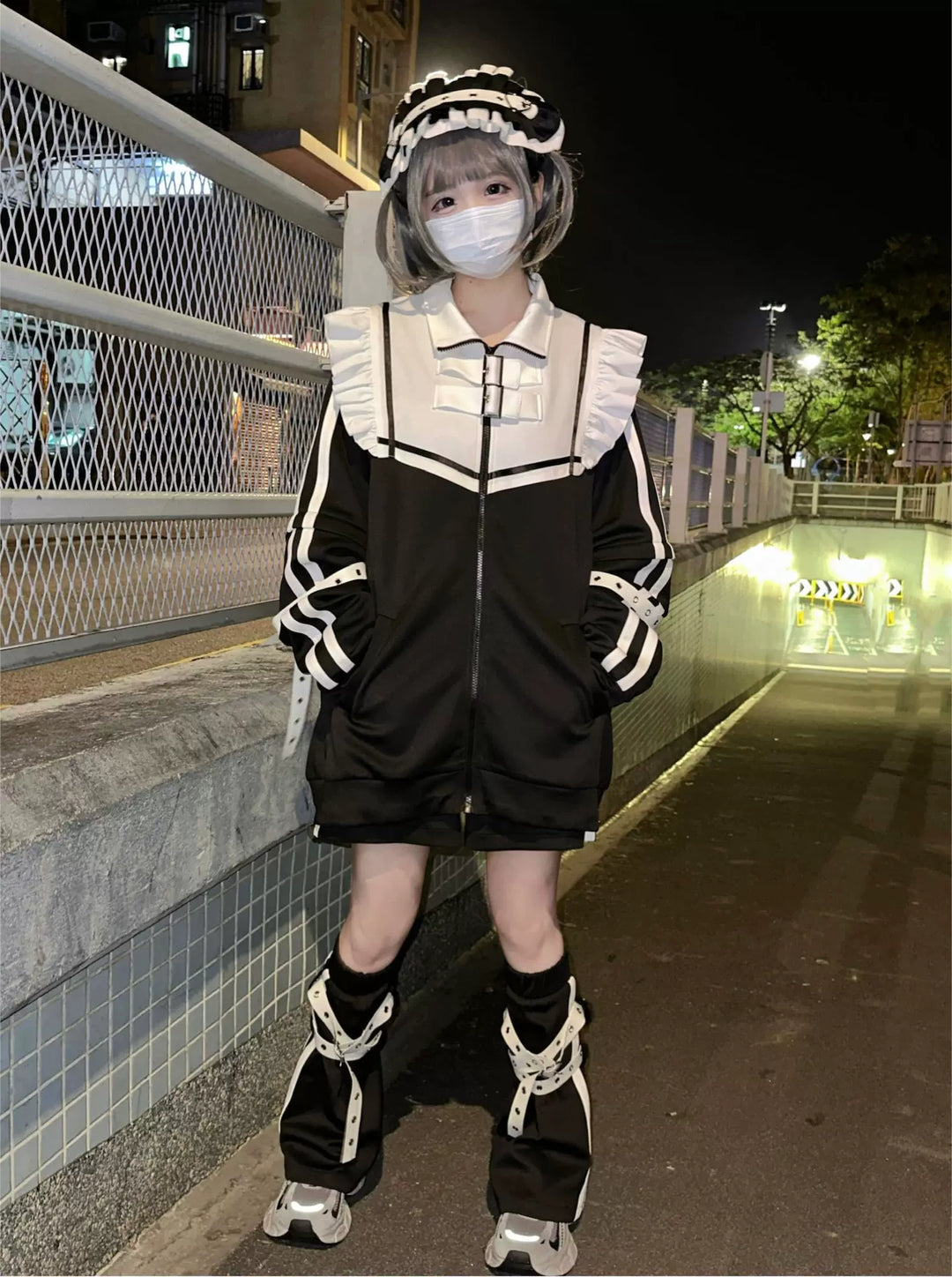 Tenshi Kaiwai Shorts Set Gray Black Jacket With Wings 35728:502648