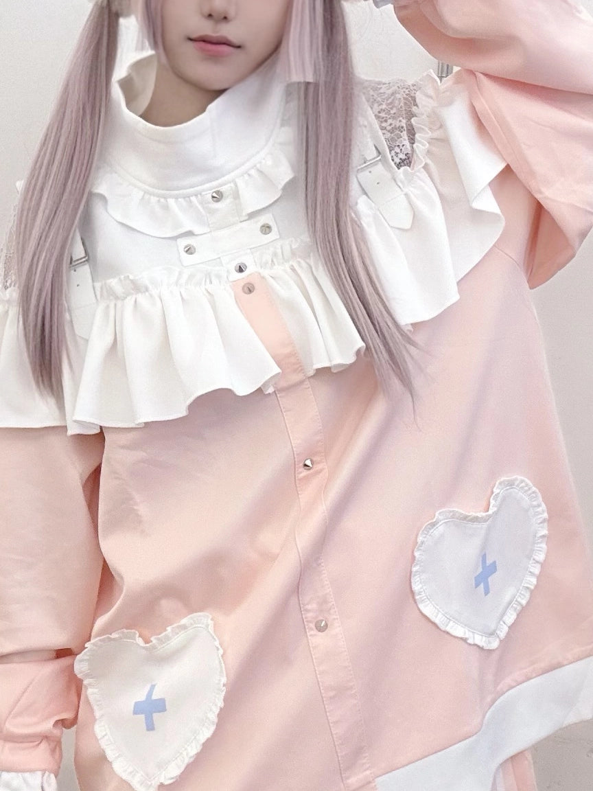 Subculture Pink Open-Shoulder Sweatshirt + Pocketed Shorts 43781:785552