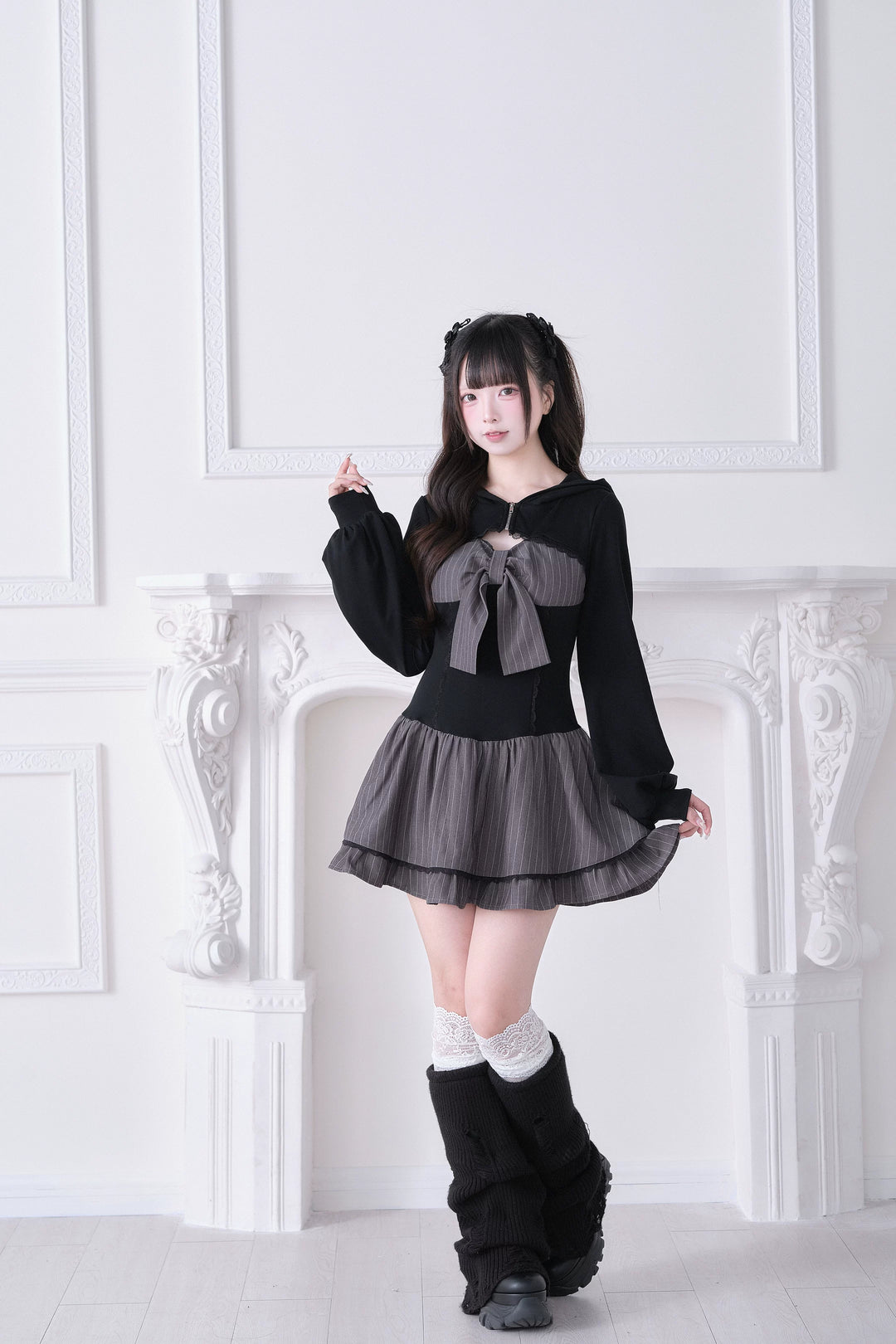 Jirai Kei One-Piece Dress, Hoodie-Inspired 44816:823068