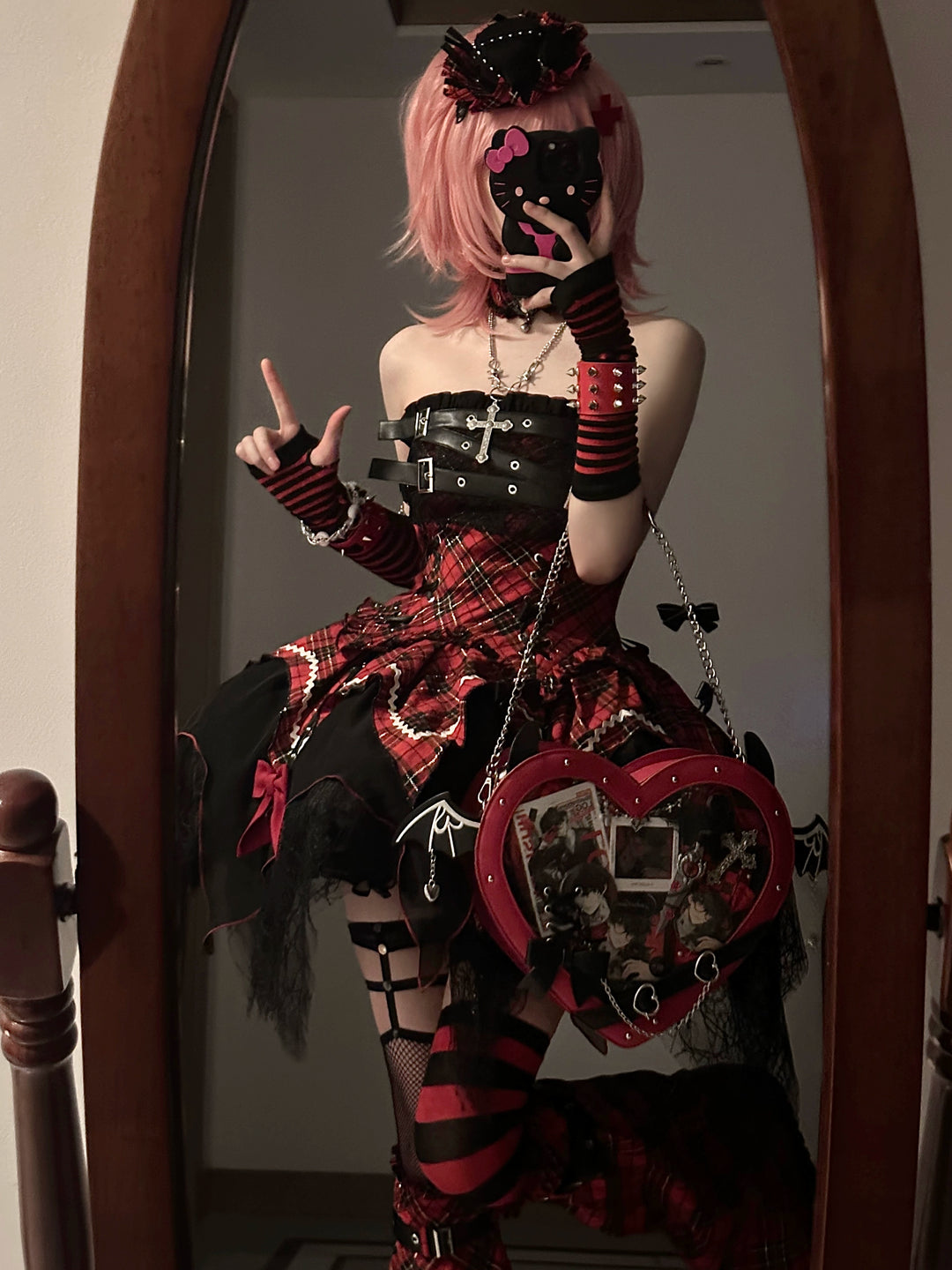 Gothic Lolita Dress Red Purple Top Irregular Skirt Hem Set 39142:615908