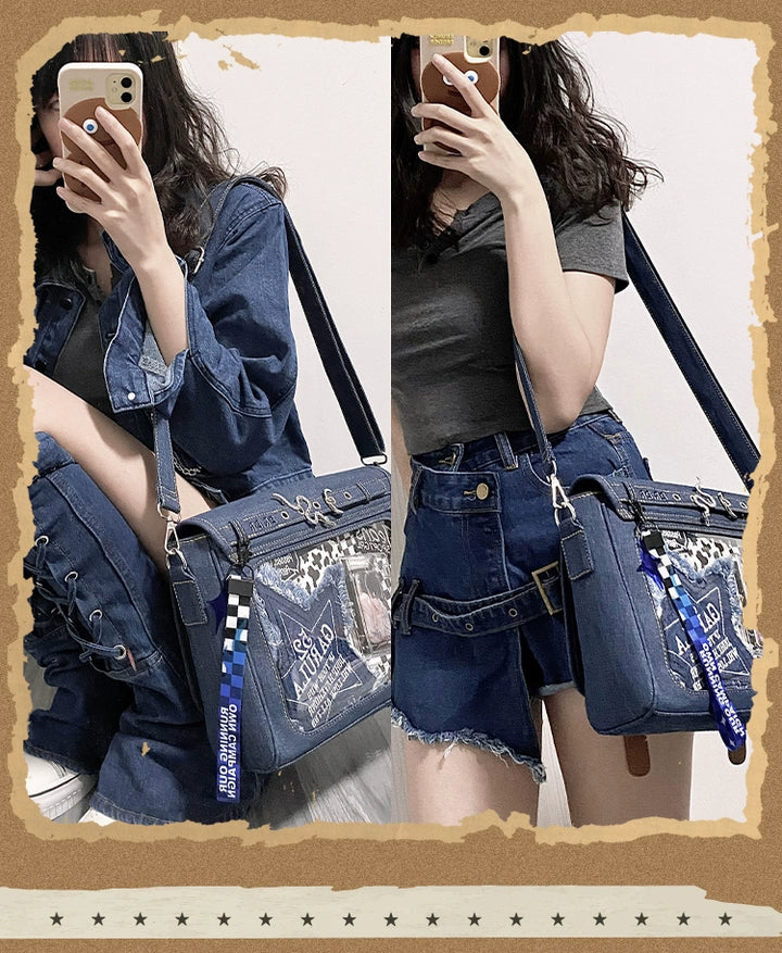 Kawaii Ita Bag Denim Crossbody Bag Large Capacity Handbag 37050:551656