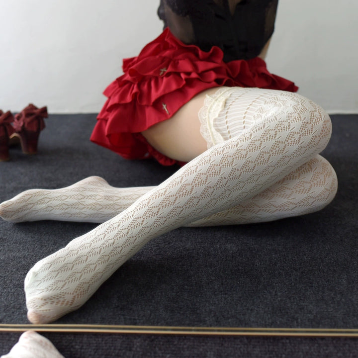 Lolita Fishnet Stockings, Lace Cuffs 44085:795592