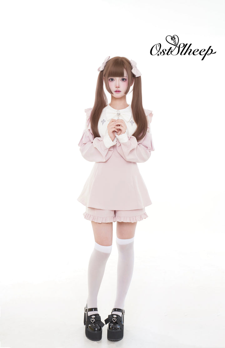 Jirai Kei Dress Puritan Collar Angel Wing Long-sleeved Dress (L M S XL) 39868:643202