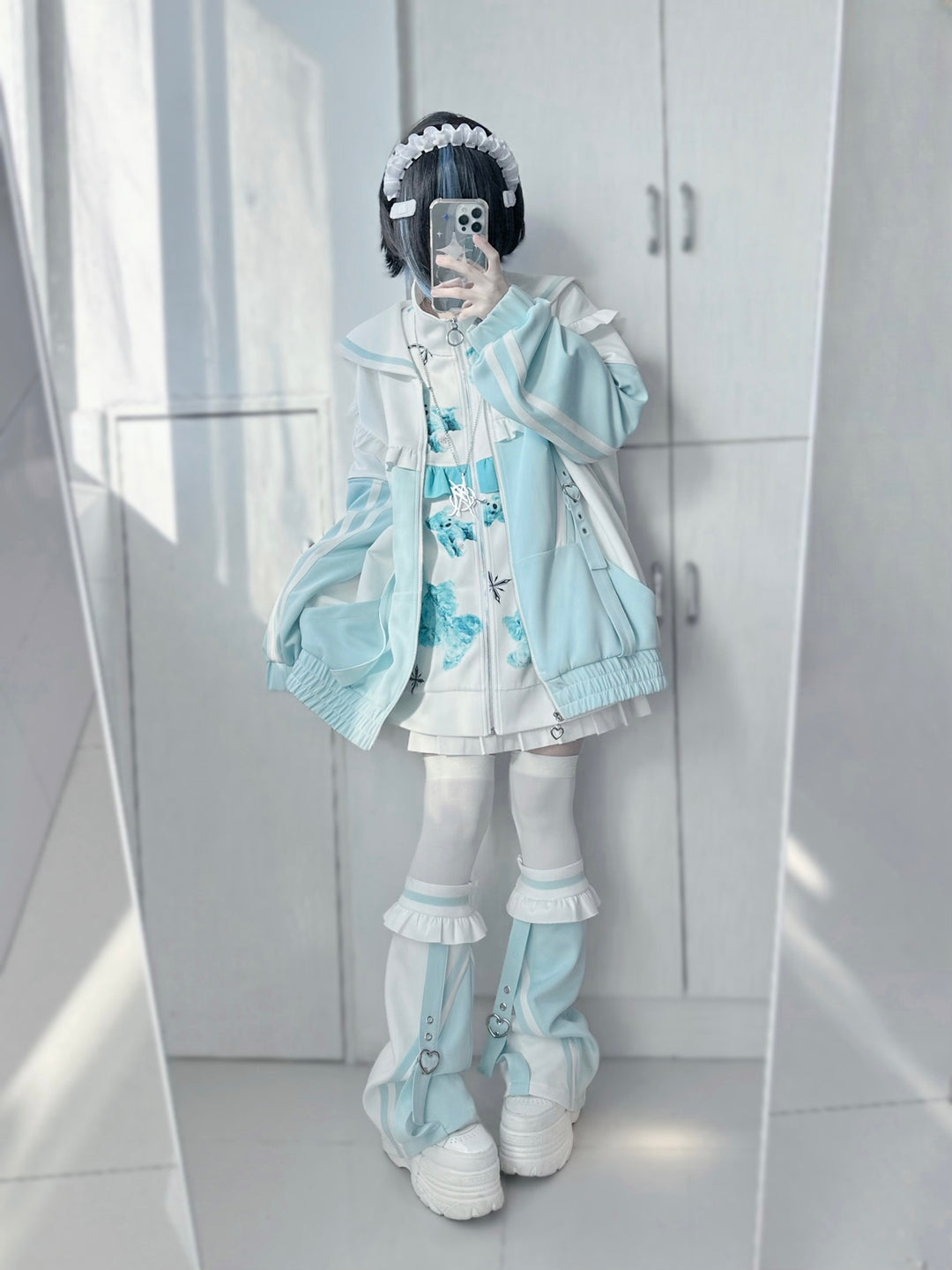Tenshi Kaiwai Set Sailor Collar Jacket With Ruffle And Heart Buckle 34896:749709