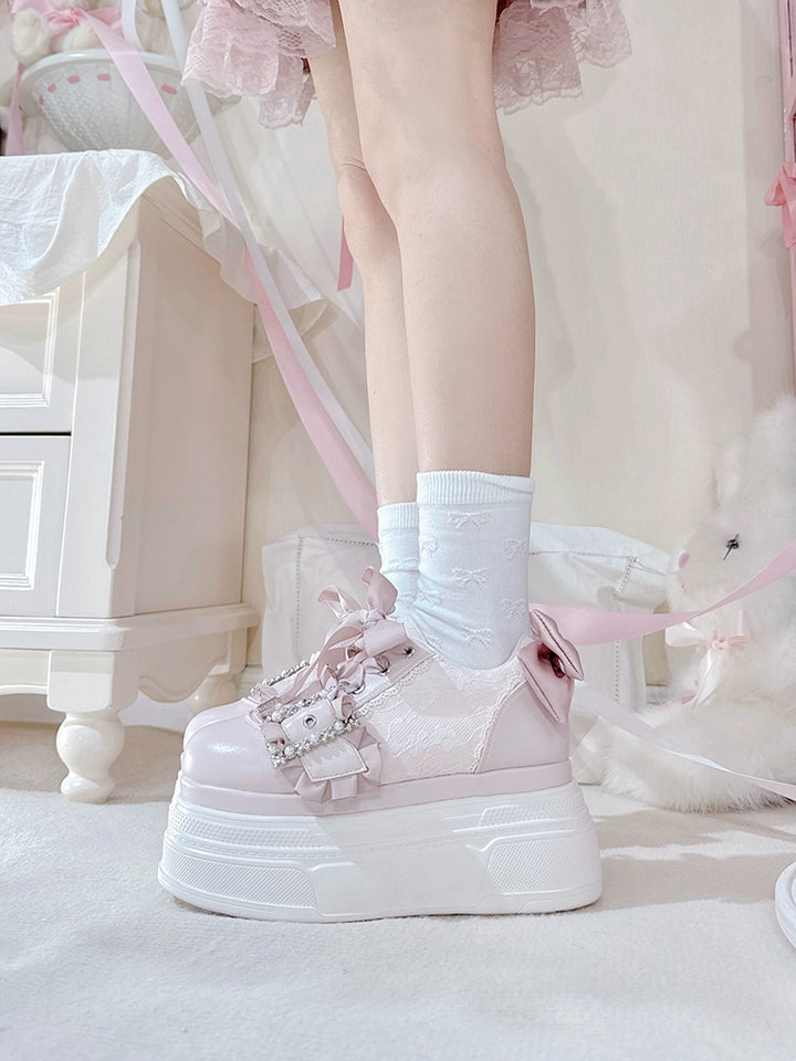 Ryousangata High Platform Shoes, Satin Bow 43688:783038