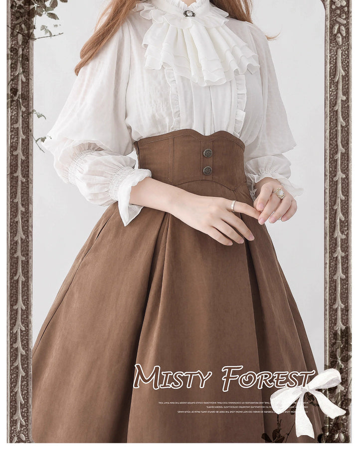 Classic Lolita A-Line Skirt + Button-Front Vest + White Blouse 40944:770404