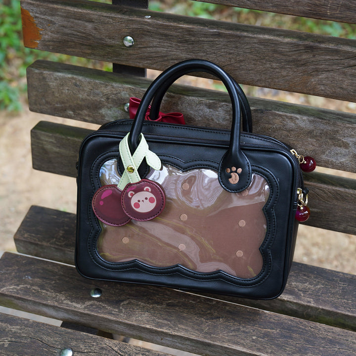 Kawaii Ita Bag Bow Bag Cherry Bear Cookie Crossbody Bag (Black) 21908:331388