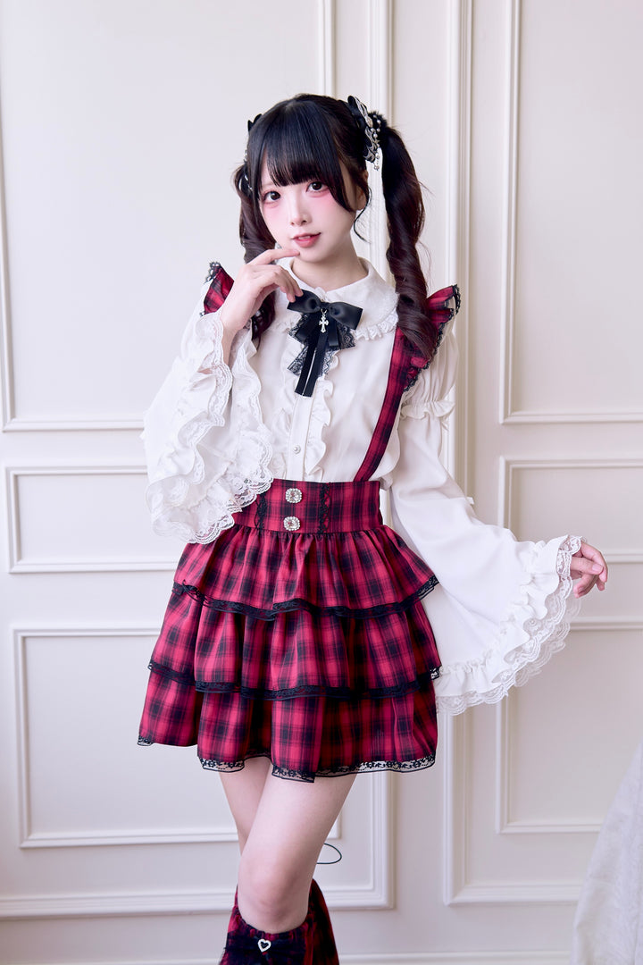 Plaid Jirai Kei Suspender Skirt with Removable Straps 42625:750993
