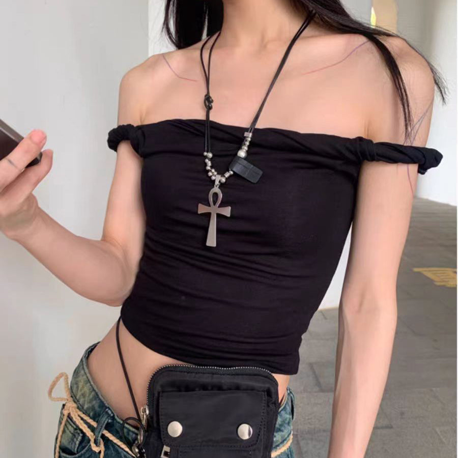 Y2K Necklace Gothic Punk Jewelry Cross Pendant Alloy Chain 42683:749330