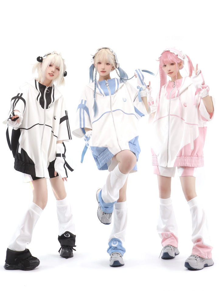 Multicolor Tenshi Kaiwai Jacket Set, Pockets, Zipper 29164:357046