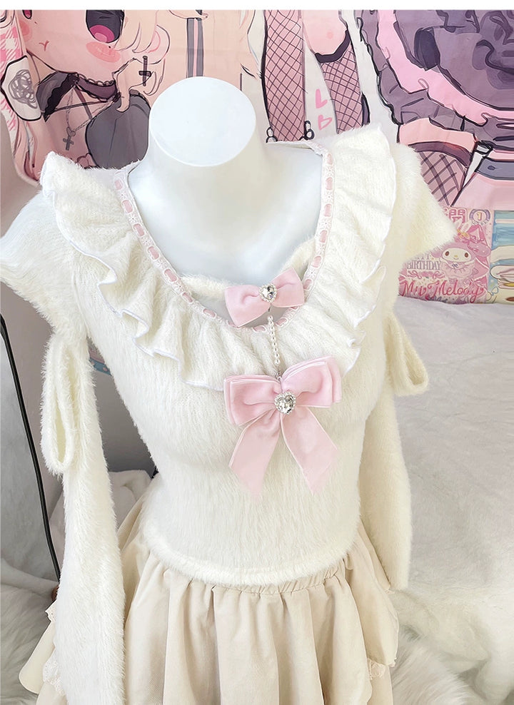 Sweet Kawaii White Sweater Cake Skirt Set (L M M) S / L M S) 41556:703730