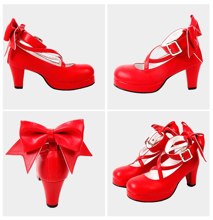 Lolita Shoes High Heel Shoes With Round Toe And Bow Ties Multicolor 31646:368968 31646:368968