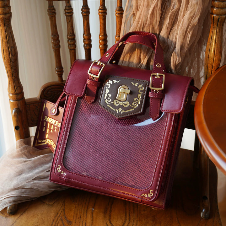 Vintage Embroidered Ita Bag, Clear Display Window (Burgundy) 45415:846861