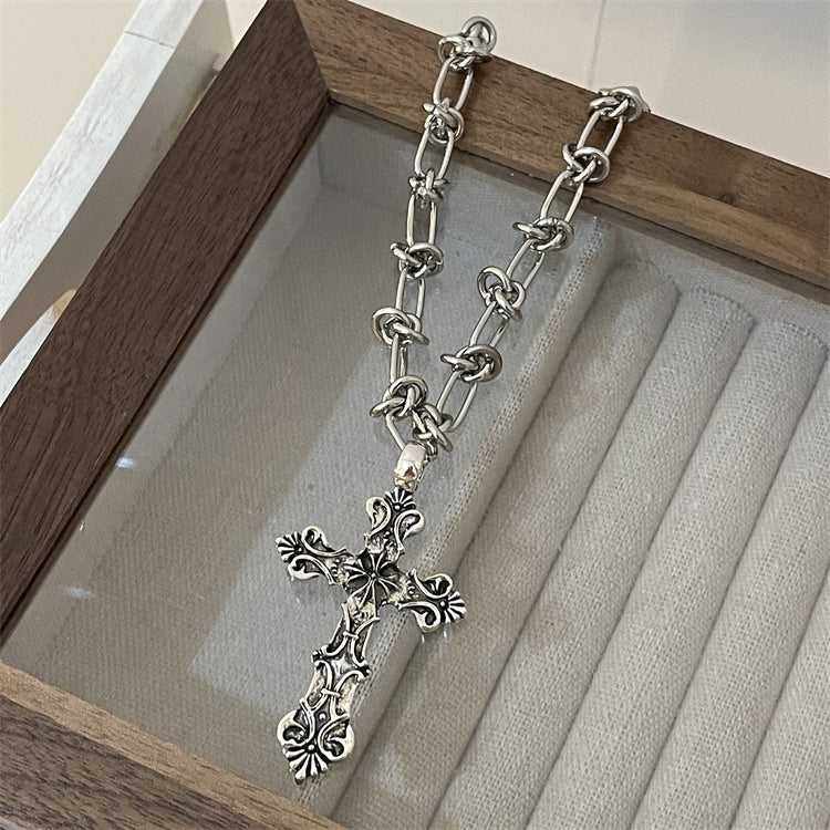 Y2K Necklace Gothic Punk Jewelry Cross Pendant Alloy Chain 42683:749499