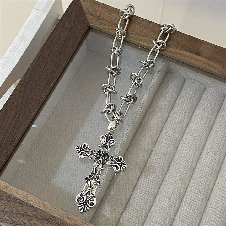 Y2K Necklace Gothic Punk Jewelry Cross Pendant Alloy Chain 42683:749499