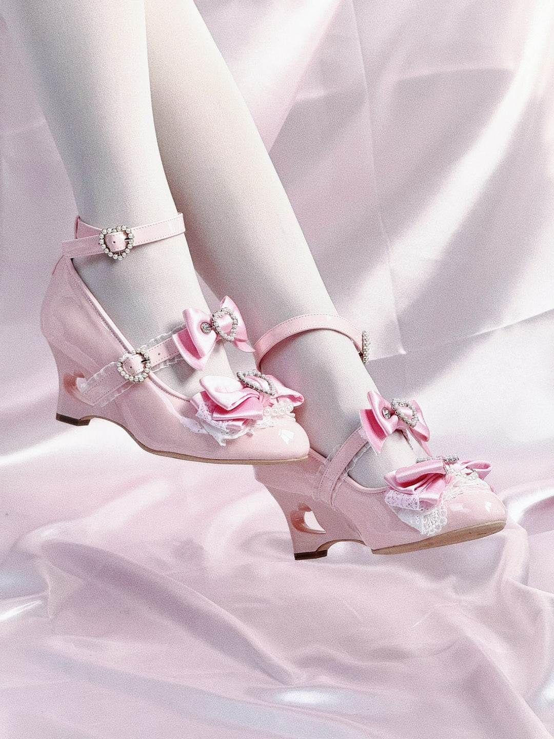 Princess Lolita Wedge Shoes with Open Heart Hollow Heel 42709:749967
