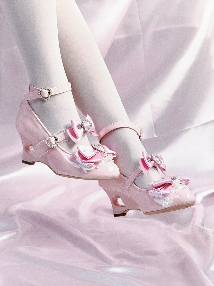Princess Lolita Wedge Shoes with Open Heart Hollow Heel 42709:749967