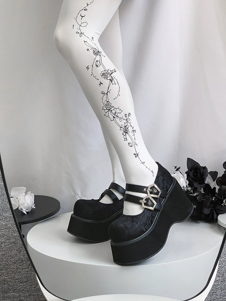 Black Red Platform Shoes Mary Jane Shoes 29728:367914