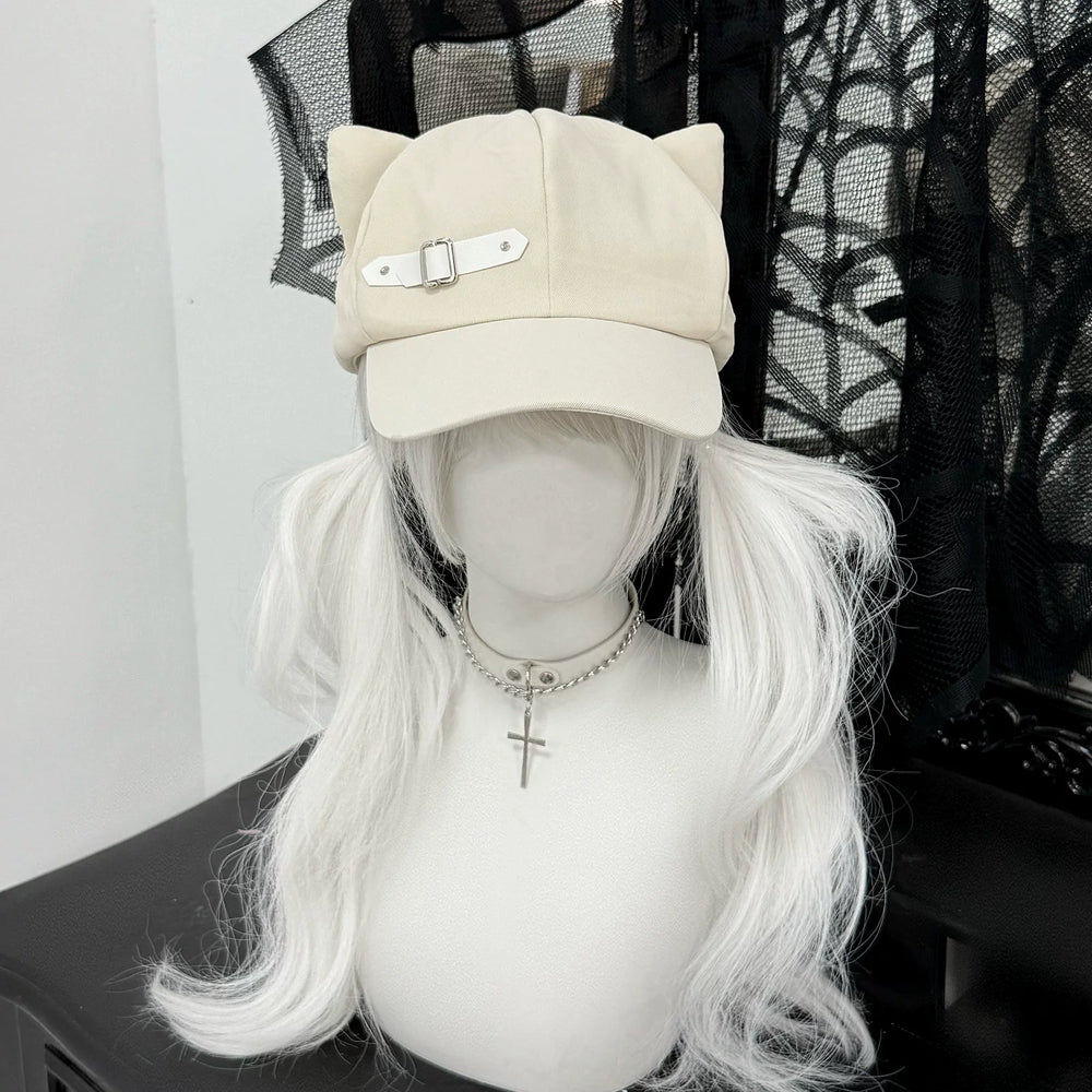 Jirai Kei Hat Black Cat Ear Cap Cute Beret (M) 40036:765563