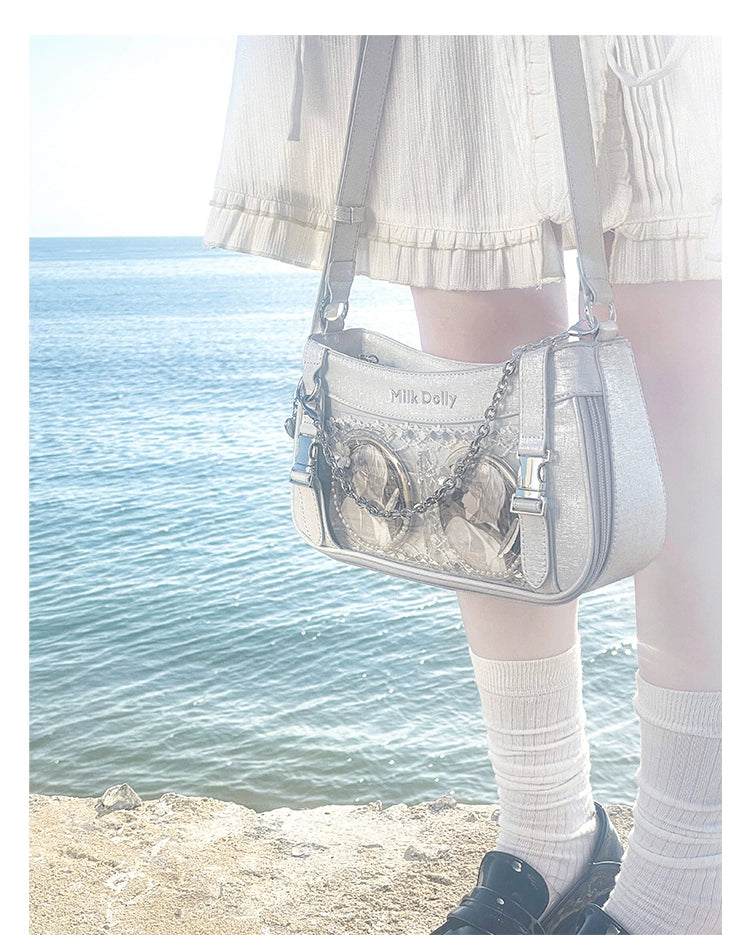 Y2K Style Ita Bag, Clear Window & Detachable Chain 43228:772298