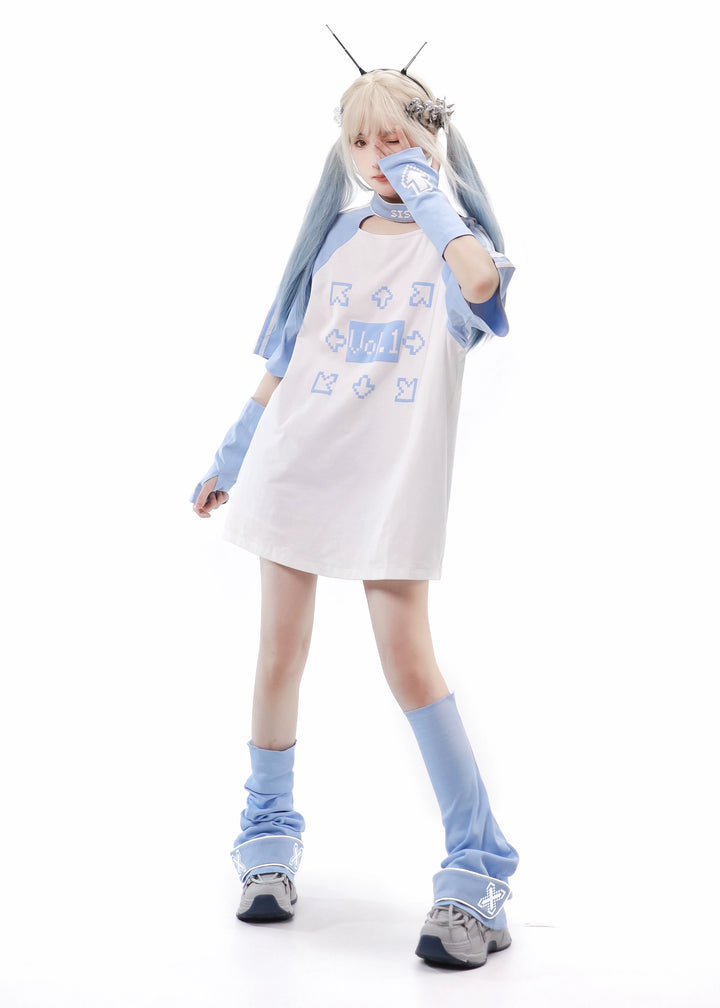Tech Printed Tenshi Kaiwai T-Shirt & Shorts With Side Pocket (L M) 22478:336048