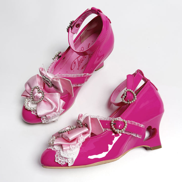 Princess Lolita Wedge Shoes with Open Heart Hollow Heel 42709:750017