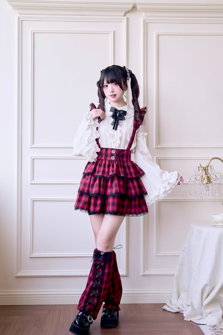 Plaid Jirai Kei Suspender Skirt with Removable Straps 42625:750990