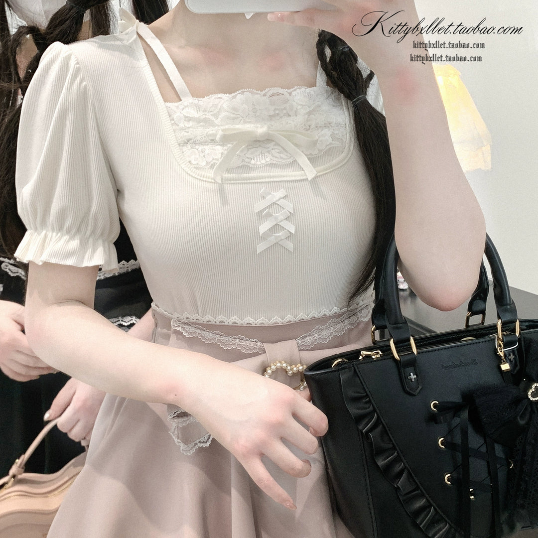 Ryousangata Slim-Fit Top, Puff Short Sleeves 43615:781082