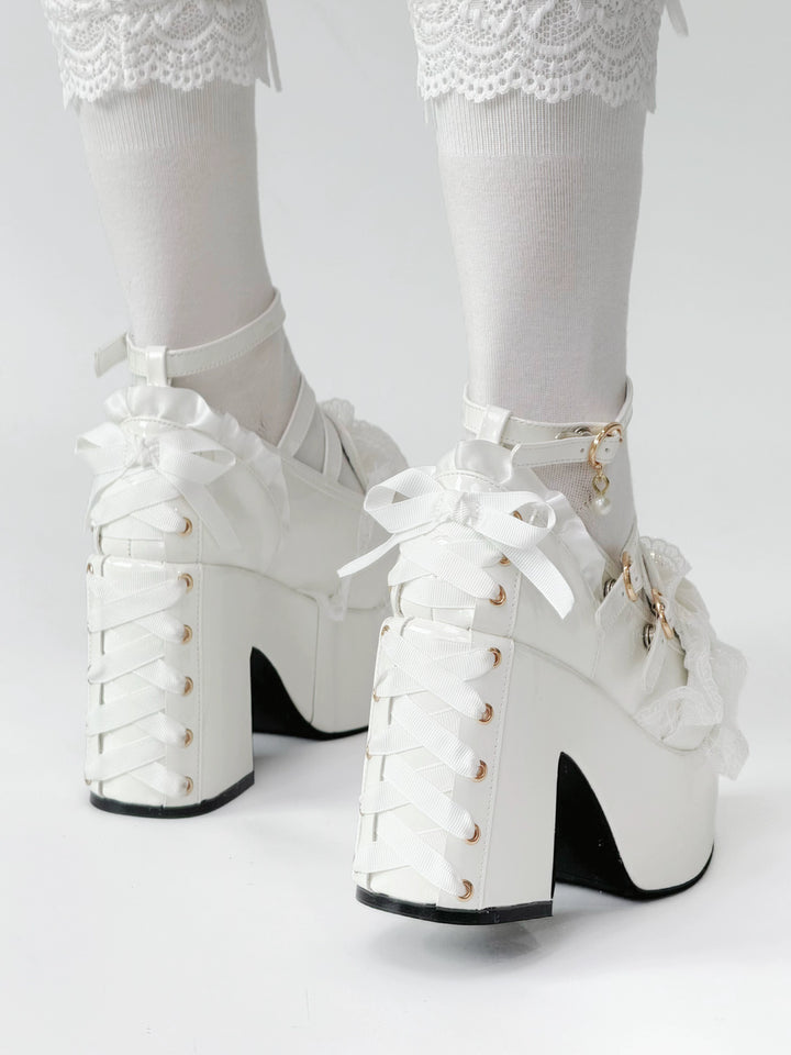 Jirai Kei High Platform Shoes, High + Mid Heel Options 43617:781159