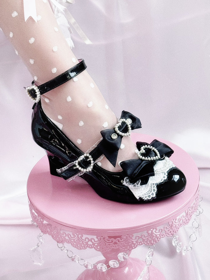 Princess Lolita Wedge Shoes with Open Heart Hollow Heel 42709:749940