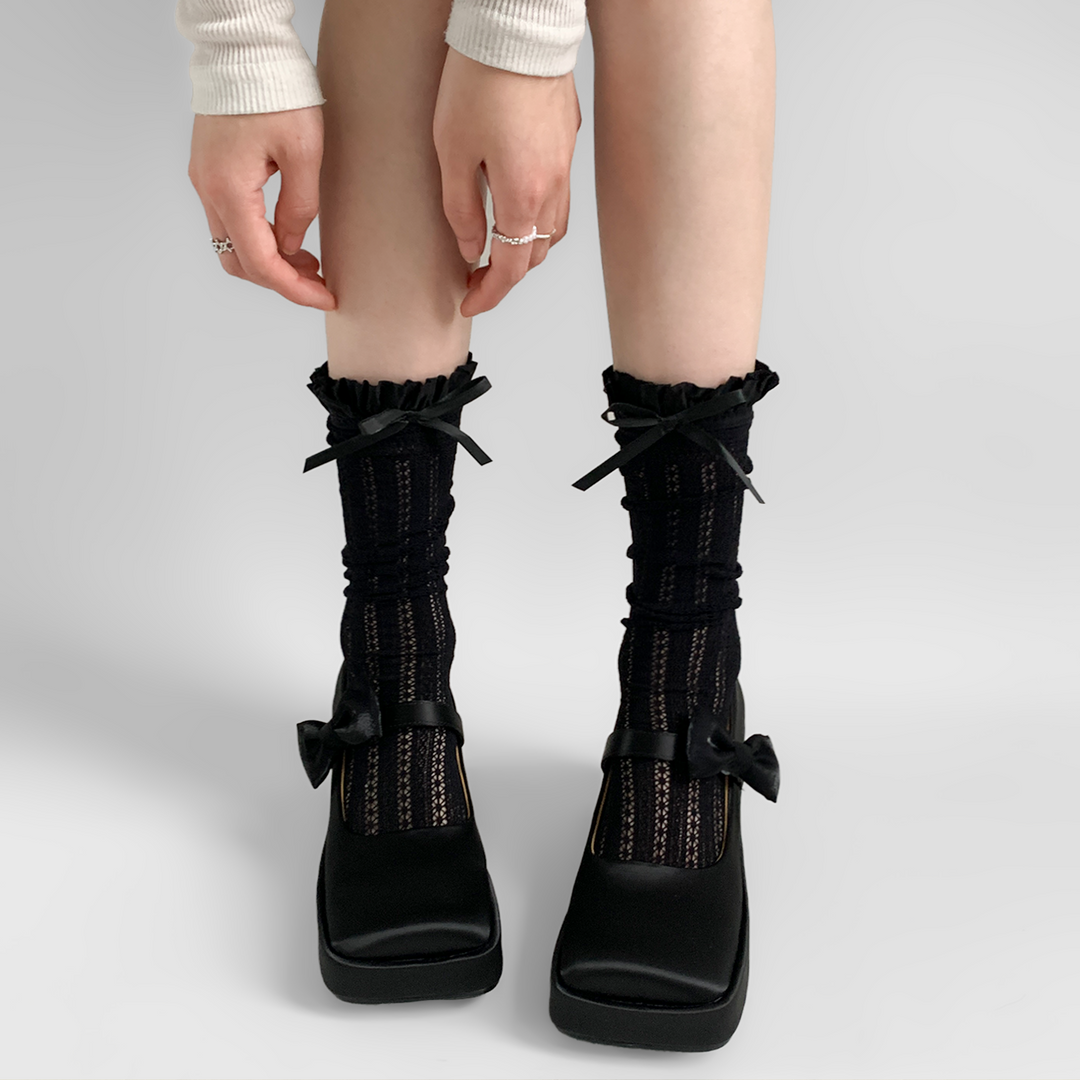 Lightweight Lolita Socks, Scrunchy Ankle/Mid-Calf 2-in-1 43226:771874