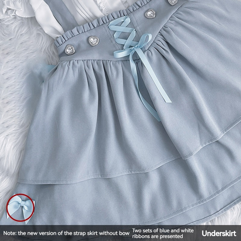 Jirai Kei White Blouse, Suspender Skirt (L M S) 21838:320480