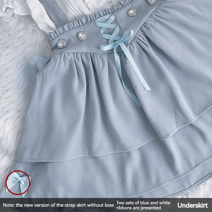 Jirai Kei White Blouse, Suspender Skirt (L M S) 21838:320480