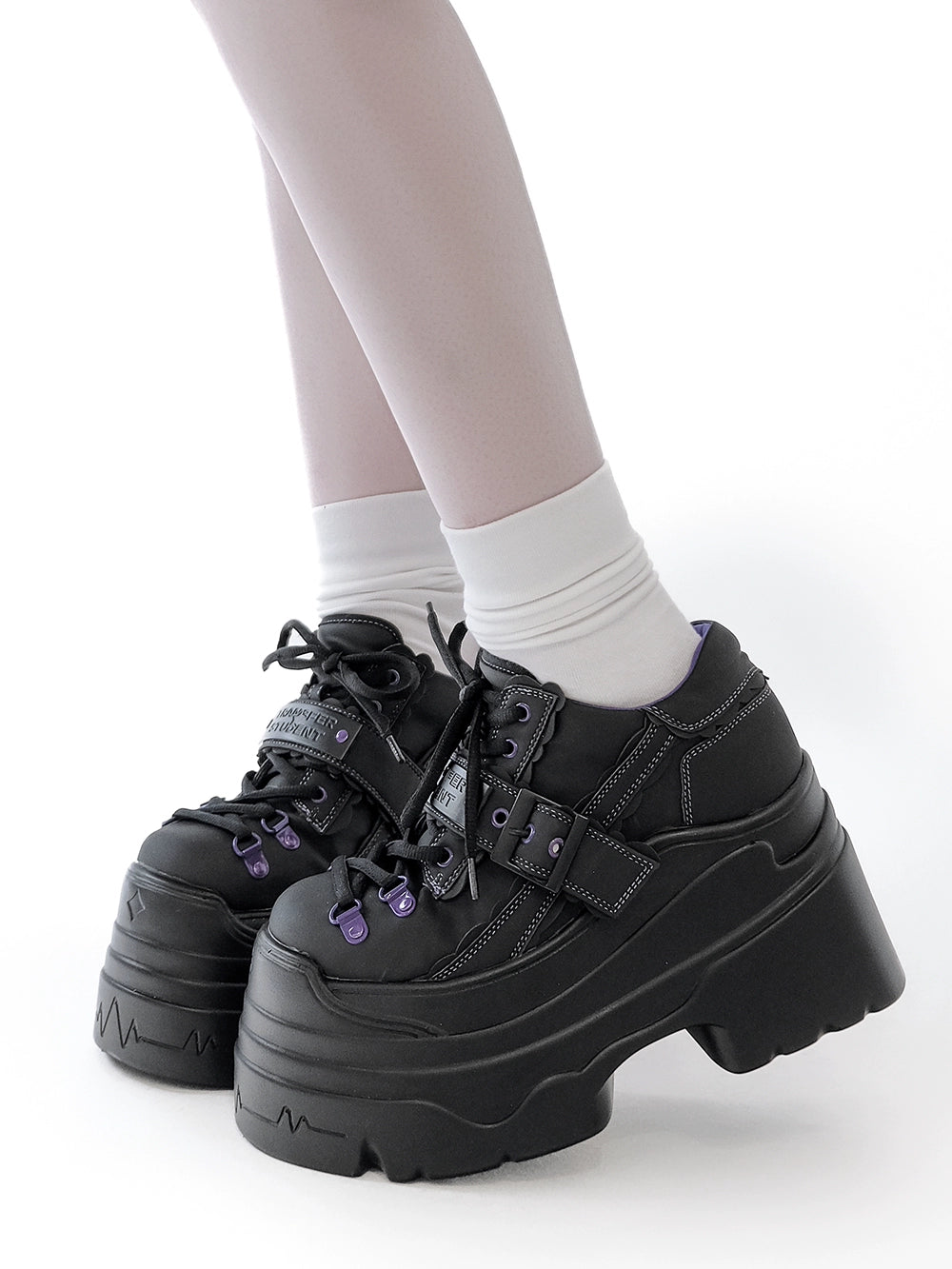 Y2K Platform Shoes, Contrast Color Design (Black / 35 36 37 38 39 40 41) 43684:783082