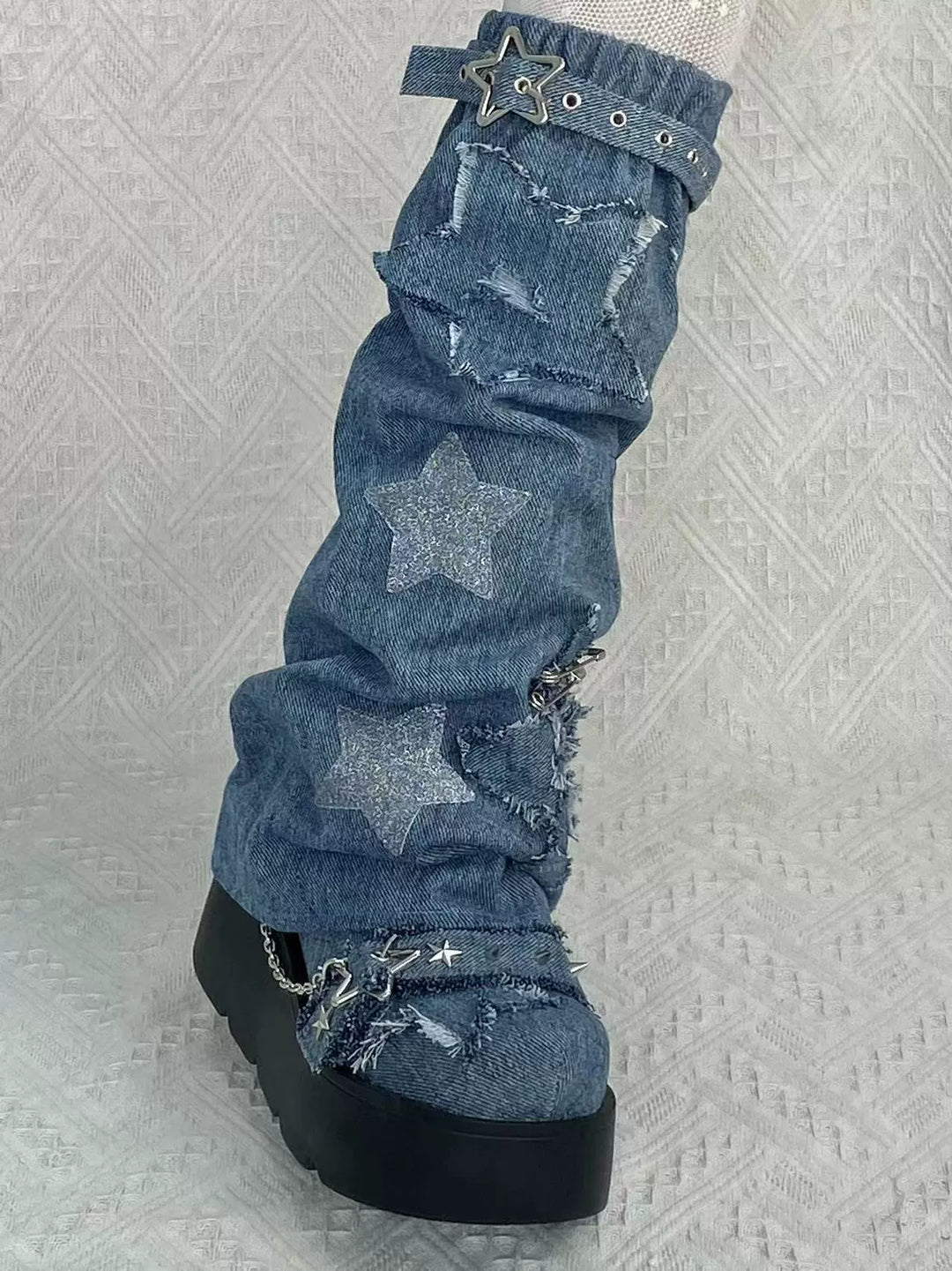 Y2K Platform Shoes Gyaru Fashion Boots Canvas Combat Boots 35060:487886