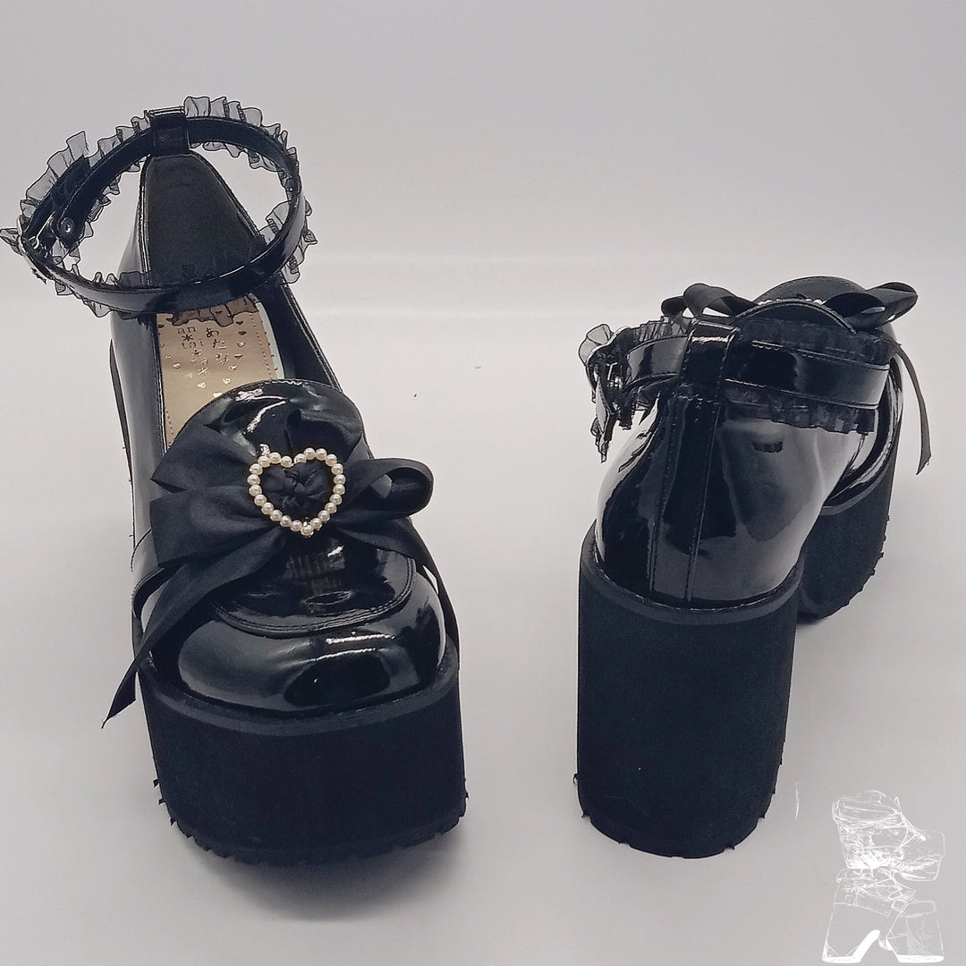 Jirai Kei Shoes High Heel Platform Shoes Lace Bow Shoes 37632:566726 37632:566726