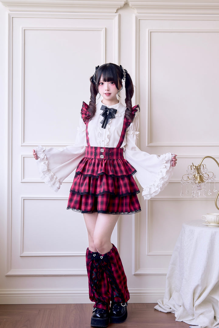 Plaid Jirai Kei Suspender Skirt with Removable Straps 42625:750992