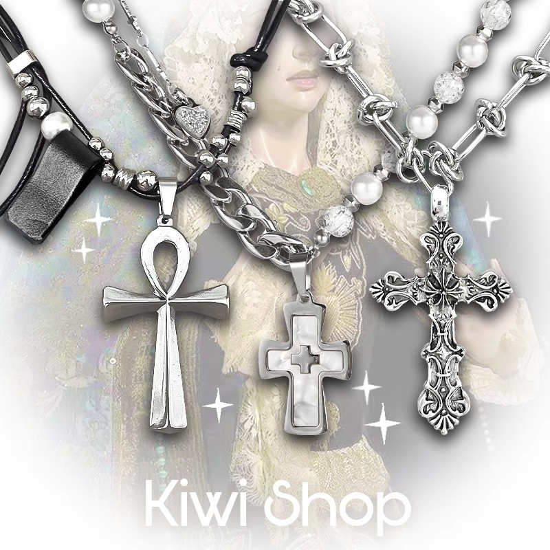Y2K Necklace Gothic Punk Jewelry Cross Pendant Alloy Chain 42683:749332