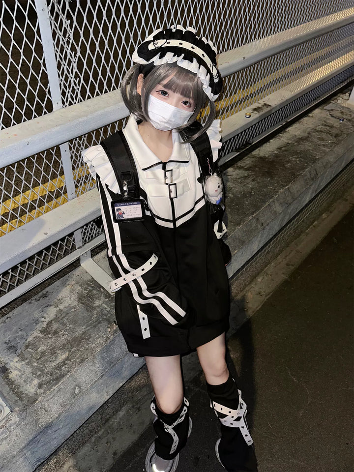 Tenshi Kaiwai Shorts Set Gray Black Jacket With Wings 35728:502704