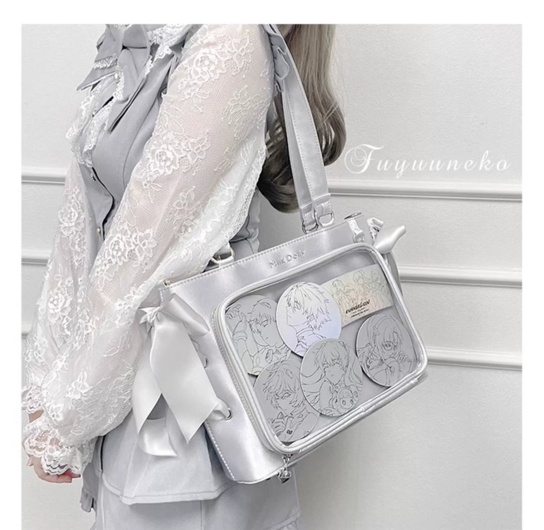 Satin Ita Bag, Clear Window & Detachable Ribbon Bow 43227:771926