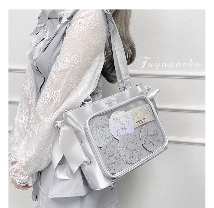 Satin Ita Bag, Clear Window & Detachable Ribbon Bow 43227:771926