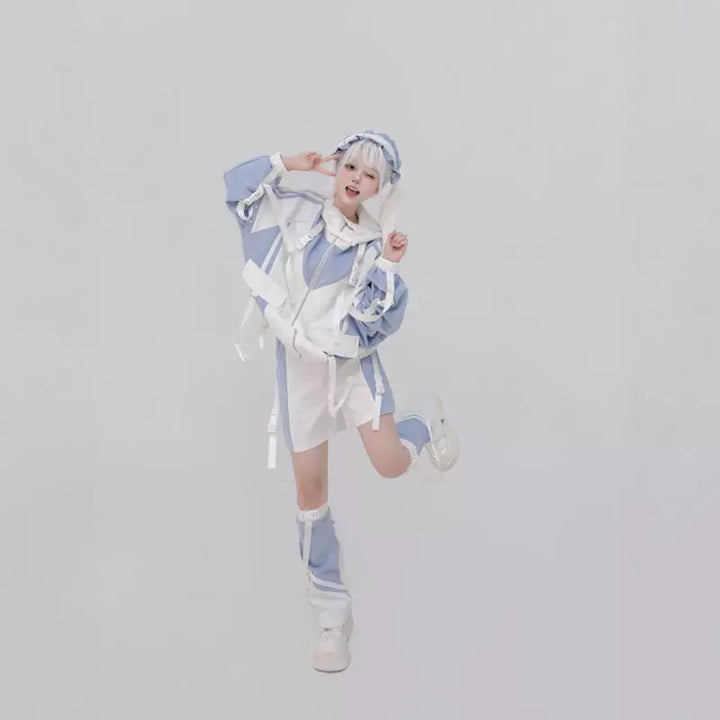 Plus Size Tenshi Kaiwai Coat Set Multicolor Sporty Outfits 40332:658334