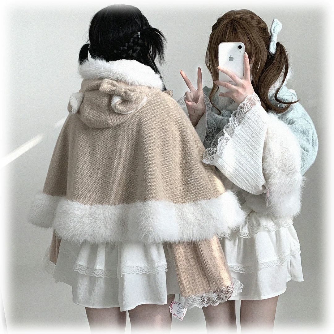 Cat-Ear Hooded Cape, Detachable Bows 44472:810572