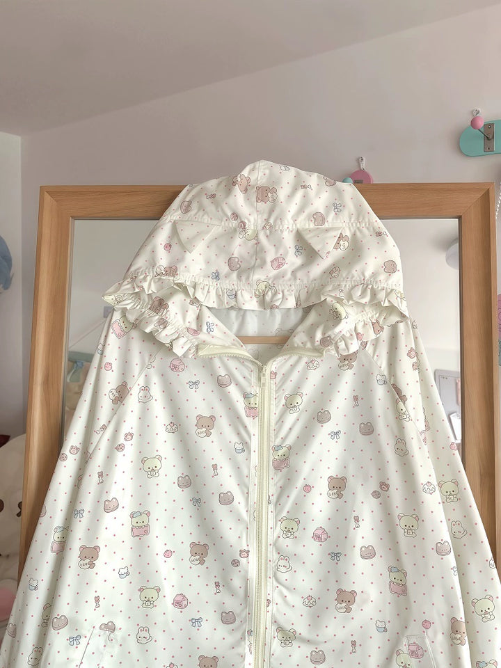 Kawaii Hooded Sunscreen Jacket with Cat Ears & Animal Prints 42905:759074