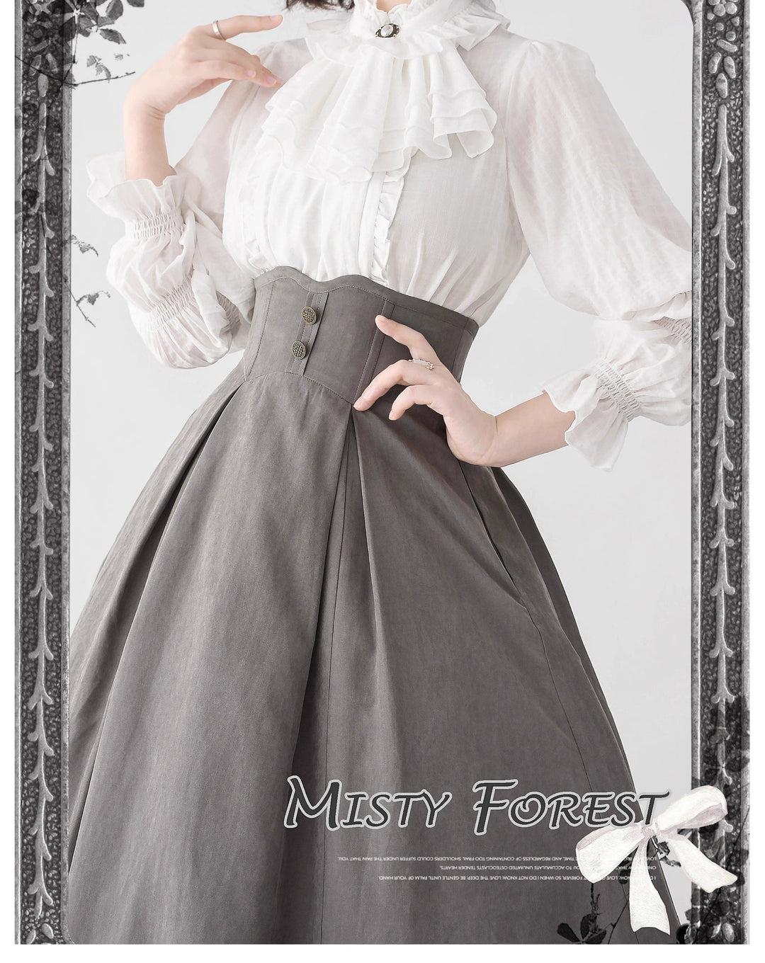 Classic Lolita A-Line Skirt + Button-Front Vest + White Blouse 40944:770411