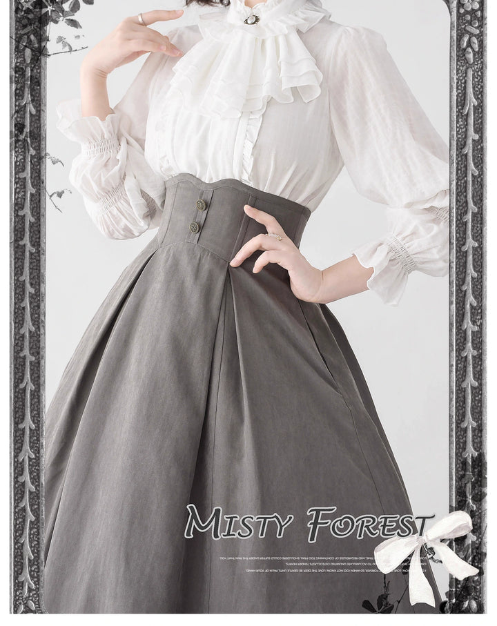 Classic Lolita A-Line Skirt + Button-Front Vest + White Blouse 40944:770411