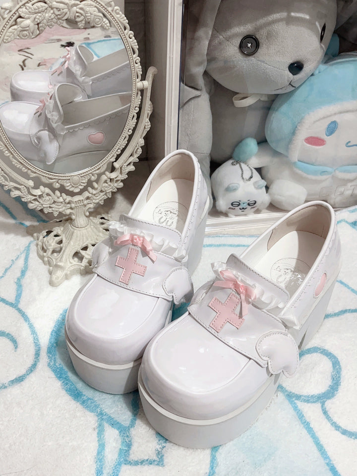 Tenshi Kaiwai Shoes High Heels Shoes Round Toe Platform Shoes 35442:512576