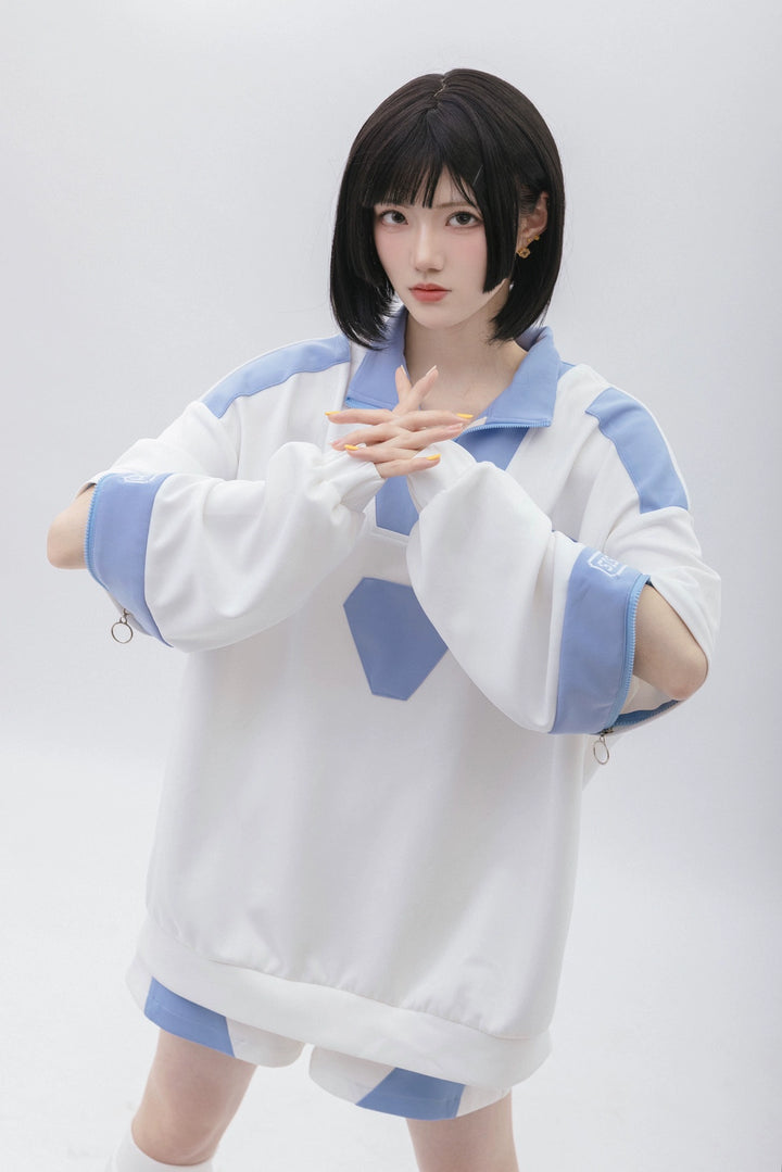Tenshi Kaiwai Removable Sleeve Sweatshirt and Shorts Multicolor (L M) 29166:356884