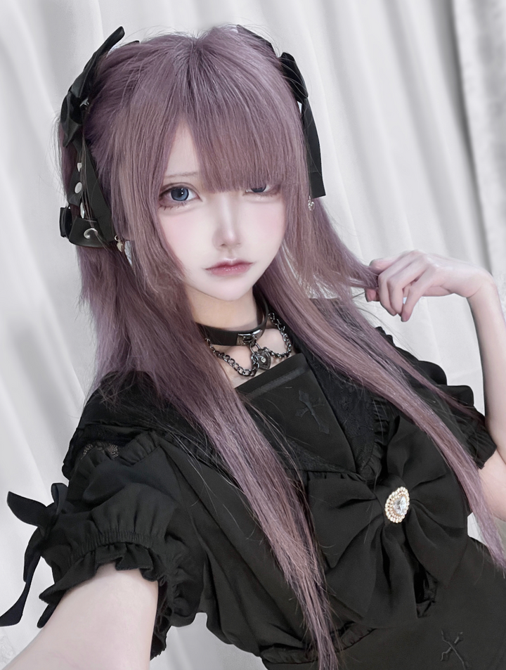 Sailor Collar Jirai Kei Blouse, High Waist Skirt, Embroidered Cross 37118:552526